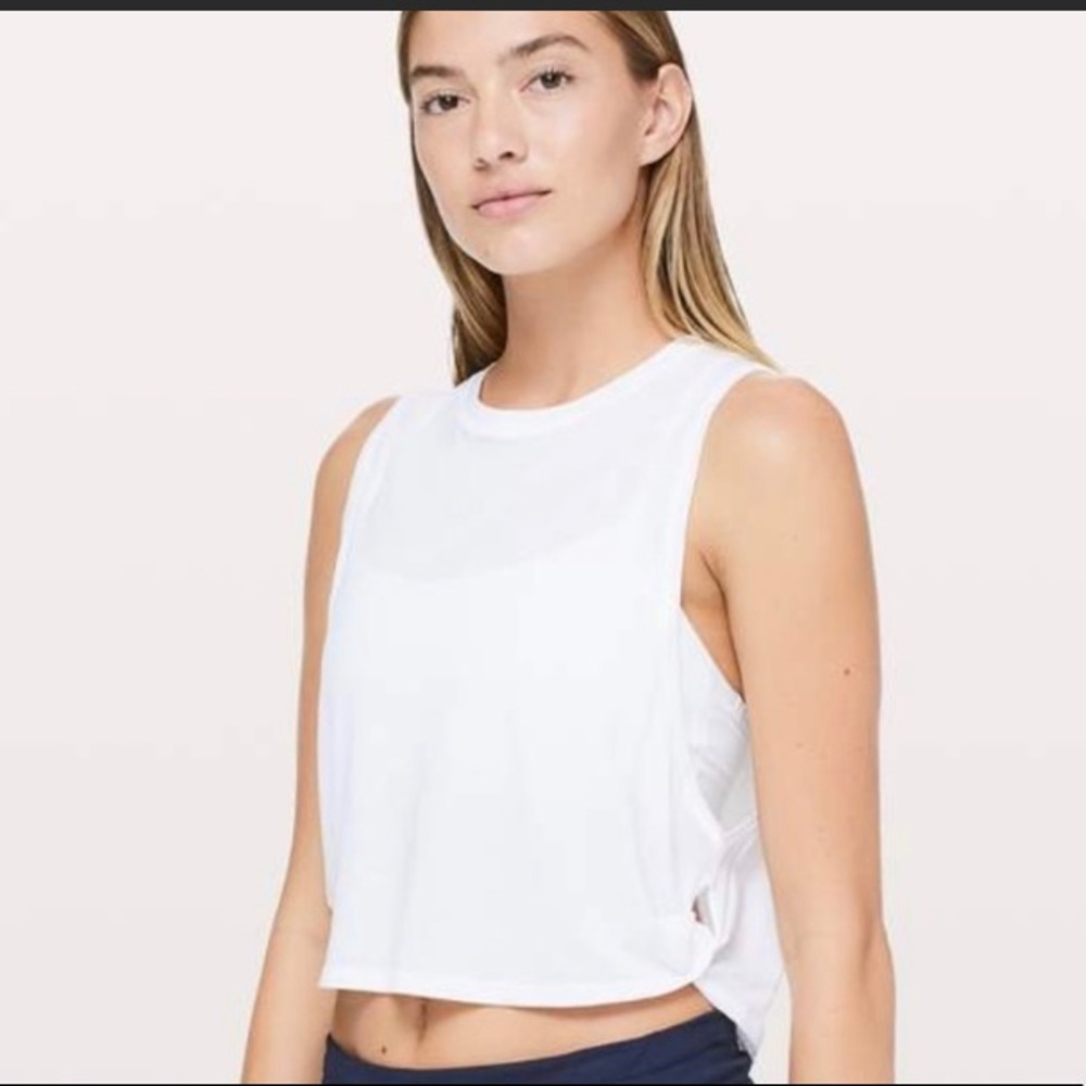 Lululemon Crop White Twist n’ Turn Tank